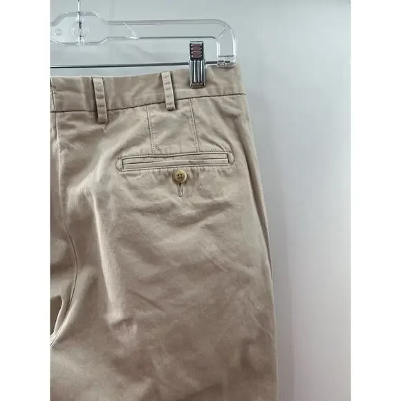 Peter Millar Men’s Beige 100% Pima Cotton Khakis Flat Front Straight Leg Size 33
